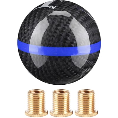 Pommeau de Levier de Vitesse Manuel Universel pour Voiture en Fibre de Carbone Tête de Levier de Vitesse 6 Vitesses Noir avec Ligne Bleue gray