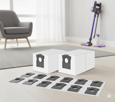 12 Stuks Stofzuigerzakken gescht voor Dreame L20/X40/X50 Ultra Complete, L10s/L10/L40s/L10s Pro/L40/L50 Ultra, voor Mova E30/P50 Pro Ultra Stofzuiger, 3,2 Stofzuigerzakken met Grote Capaciteit