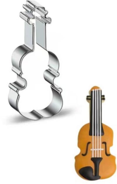 Uitsteekvormpje Viool Muziekinstrument - 7,4x3,2CM - Vormpje voor deeg, fondant, kaas etc. RVS metaal koekjesvorm