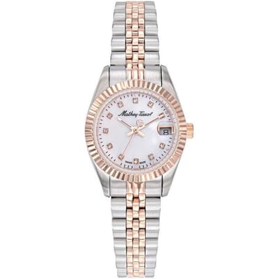 Montre pour femme Mathey-Tissot Mathy II en acier inoxydable bicolore avec cadran blanc et quartz D710RA blanc