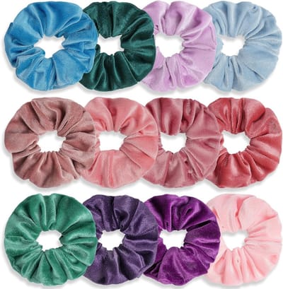 12 Premium Velvet Scrunchies voor Vrouwen en Meisjes - Zachte en Elastische Ponytail Houders voor Dik, Dun en Krullend Haar