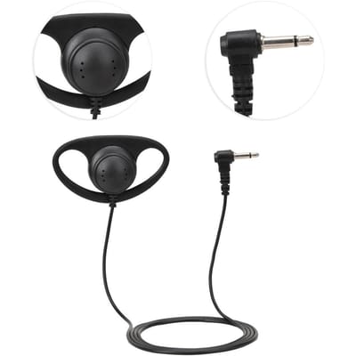 D-Type 3,5 mm Enkele Luisteroortelefoon Hangende Headset voor Portofoon Microfoon(Zwart)