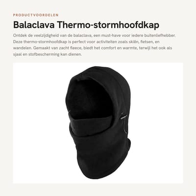 Dailygoods- Bivakmuts Thermo - Hoofdkap/Fleece Nekwarmer - Multifunctioneel - Outdoor/Ski - Warmte/Comfort - Ideaal voor Koude Activiteiten - Sjaal