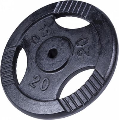Gorilla Sports Gewicht- Halterschijf - Gripper Gietijzer zwart - 30 mm - 20 kg