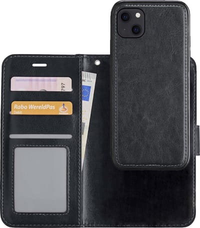 Hoesje - 2 in 1 - Geschikt voor Apple iPhone 13 Mini - Met Uitneembare Hard Cover - Bookcase - Wallet Case - Met Pasjeshouder - Book Case - Uitneembaar - Pashouder - Kunstleer - Telefoonhoesjes - Zwart