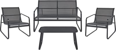 BARREA - Loungeset 4-zits - Zwart - Metaal