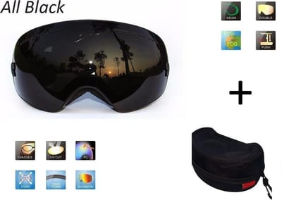 Ski bril + hard case lens Smoke Zwart frame Zwart F type 8 Cat. 0 tot 4 - â˜€/â˜ extra lens is optie.