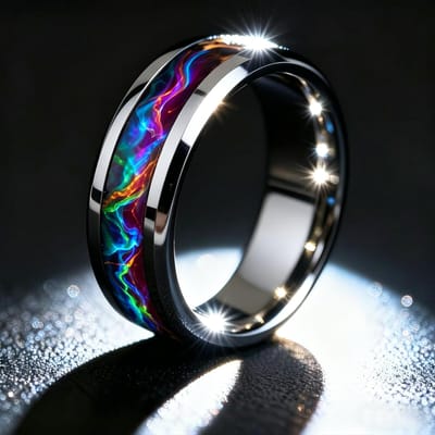 Nieuwe Mode Heren Kleurrijke Aurora Melkweg Roestvrij Staal Ring, Gepolijste Zwarte Band, Punk Biker Sieraden, Coole Mannen Vingerring 13