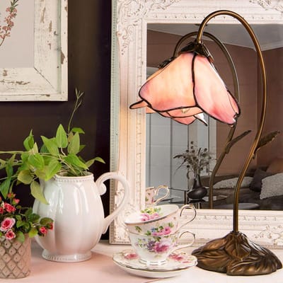 Lumilamp Tiffany Tafellamp 30x48 cm Roze Glas