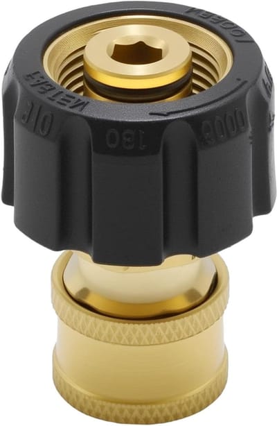Hogedrukreiniger Adapter - Snelkoppeling Messing - Auto Wassen - M22 naar 1/4 Inch - 15mm - Zwart