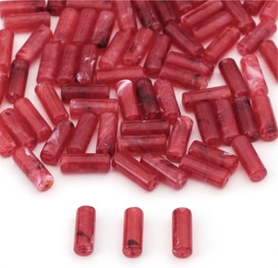 20 Stuks Lange Acrylaat Tube Kralen voor DIY Sieraden, Vintage Decoraties, 8mm x 20mm, Draadgat 2mm, Grote Rode Kralen voor Creatieve Projecten