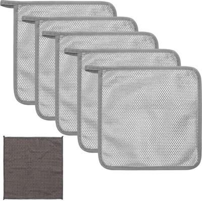 Multifunctionele Vaatdoeken - Staalwol en Wafeldoek - Set van 5 + 1