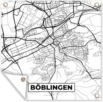 Tuin poster Böblingen - Plattegrond - Kaart - Stadskaart - 200x200 cm - Tuindoek