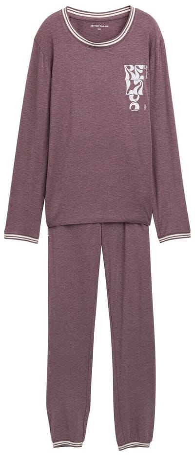 Tom Tailor - Pyjamaset in gemêleerde look - Maat 36 - purple-medium-melange