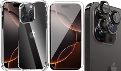 Hoesje geschikt voor iPhone 16 Pro - Screenprotector Glas & Camera Protector - Shockproof Transparant met Extra Hoekbescherming