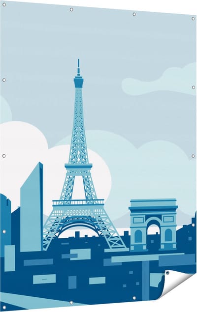Gards Tuinposter Skyline van Parijs - Abstract - 120x160 cm - Tuindoek - Tuindecoratie - Wanddecoratie buiten - Tuinschilderij