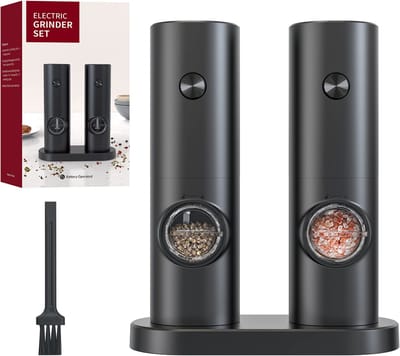 Ynkkvre - Elektrische Zout- En Pepermolen - 2 Stuks - Automatische Gewürzmühle Met LED-Licht En 5 Instelbare Mahlstanden - Voor Artritis Gebruikers + Doorzichtig Venster