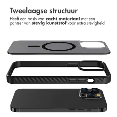 Accezz Hoesje - Geschikt voor Apple iPhone 14 Pro Max - Frosted Backcover geschikt voor MagSafe - Zwart