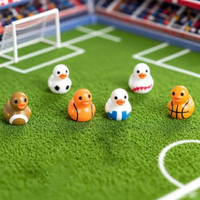 10 / 20 stuks Mini Hars Eenden Beeldjes Schattige Sportbal Stijl Eend Basketbal Voetbal Volleybal Rugby Honkbal Miniature Dieren white