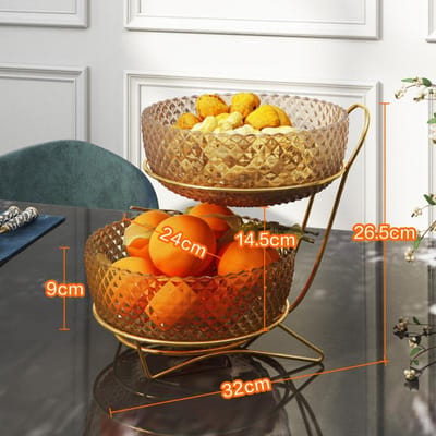 Fruitplateau Woonkamer Salontafel Meerlaags Dubbellaags Licht Luxe High-end Fruitmand Snack Serveerplateau orange
