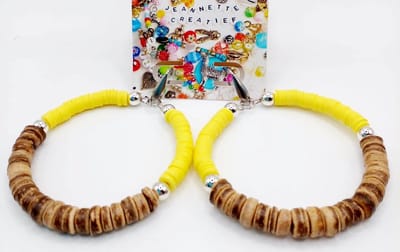 Jeannette-Creatief® - Beach - Ibiza Sieraden 3 - Oorringen - Hoops - Oorbellen - Zilveren oorbellen - Gele Oorbellen - Oorhangers - Gele Oorbellen - Heishi kralen - Katzuki kralen - Kokoskralen - Ibiza - Pasen - Lente - Grote Oorbellen