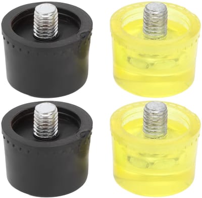 Allecto - Set van 4 Vervangende Plastic Hamerkoppen voor Rubber Hamer - Geel/Zwart (Φ25mm)