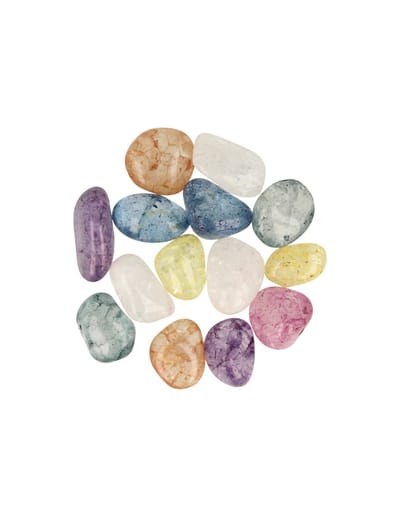 Bergkristal crackle mix 250 gr. trommelstenen (gekleurd) (mt3)