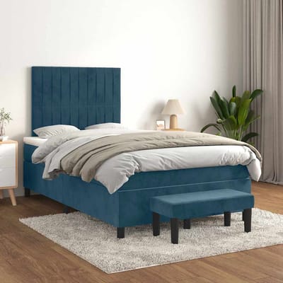vidaXL - Boxspring - met - matras - fluweel - donkerblauw - 120x200 - cm