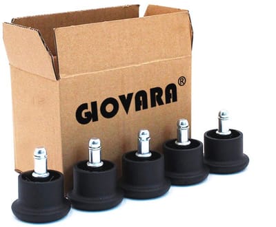 Set van 5 vervangende glijwielen voor bureaustoelen - 11 mm x 22 mm steel, 50 mm diameter