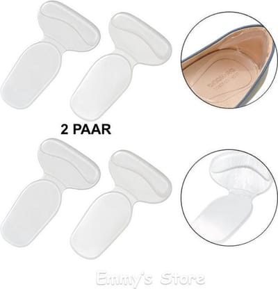 Set van 2 paar siliconen hielbeschermers – transparante inlegzolen - one size