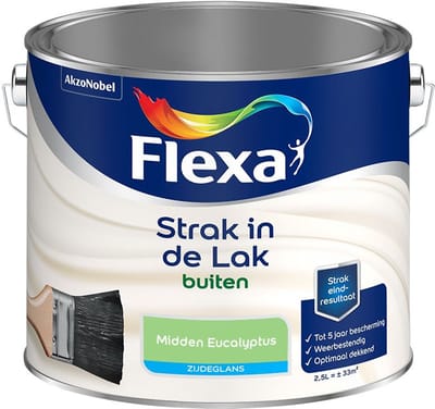 Flexa - Strak In De Lak Buitenlak Zijdeglans - Midden Eucalyptus - Mengverf - 2,5 L