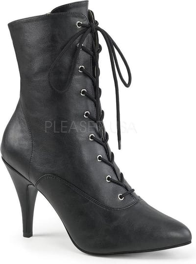 Dream-1020 korte laars met puntige neus en hak mat zwart - (EU 44 = US 13) - Pleaser Pink Label