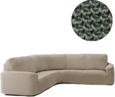 Bankhoes Milos voor Ronde Hoekbank - Groen - Breedte 360-540cm - Hoogte 80-100cm - Extreme Stretch Bankhoezen