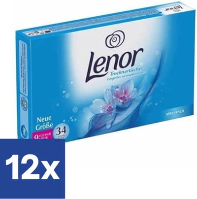 Lenor Droogtrommeldoekjes Aprilfris - 12 x 34 Doekjes