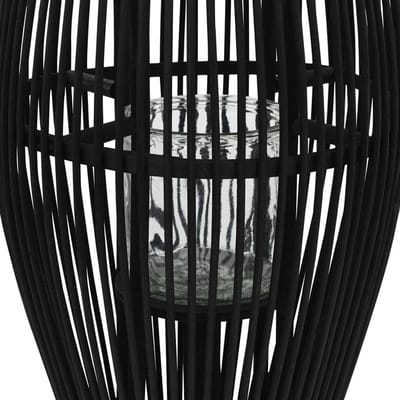 Hangende Lantaarnhouder - Kaarsenhouder Decoratie - Romantische Sfeer Creëren - Natuurlijk Stevig Bamboe - 60 cm Hoog - Zwart
