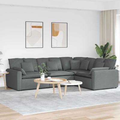 vidaXL - Modulaire - bank - met - kussens - stof - donkergrijs