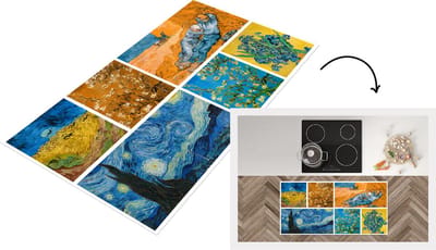 Keukenloper - Loper keuken - Van Gogh - Collage - Sterrennacht - 120x60 cm - Keukenloper vinyl
