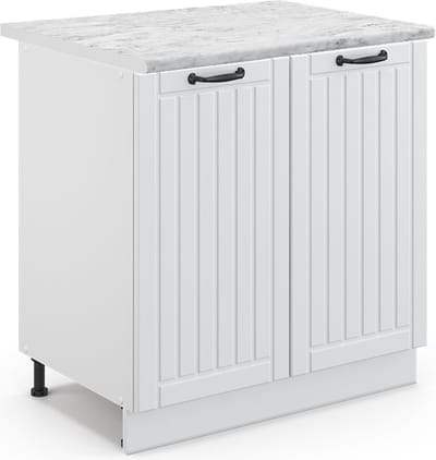 Vicco Keukenonderkast Fame-Line, Wit landelijk/Wit, 80 cm marmer werkblad