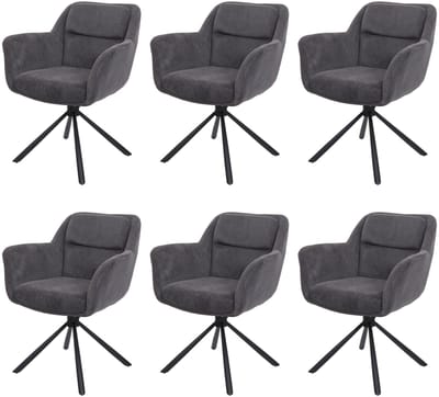 Set van 6 eetkamerstoelen MCW-K33, keukenstoel Stoel, draaibare autostand, stof MVG ~ corduroy grijs