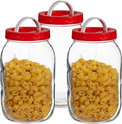 Vivalto Voedsel weck/opslag container/voorraadpot - 3x - glas - 2 liter - schroefdop - transparant - 12 x 21 cm