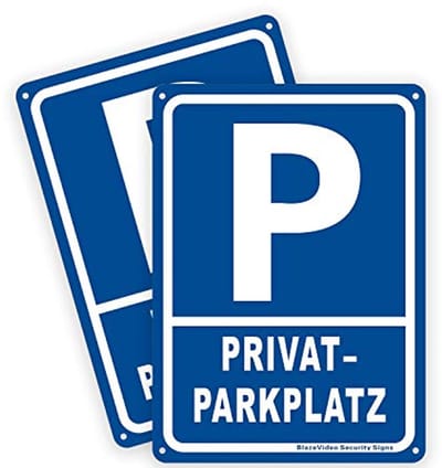 Privé parkeerplaats borden 2tlg. - Aluminium aanwijzing en waarschuwingen (180 x 250 mm)