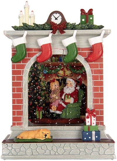 Clayre & Eef Kerstdecoratie met LED-verlichting en muziek 18x10x25 cm / 3xAA Rood Kunststof