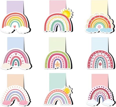 Set van Zachte Magnetische Bladwijzers met Vrolijk Regenboogprint