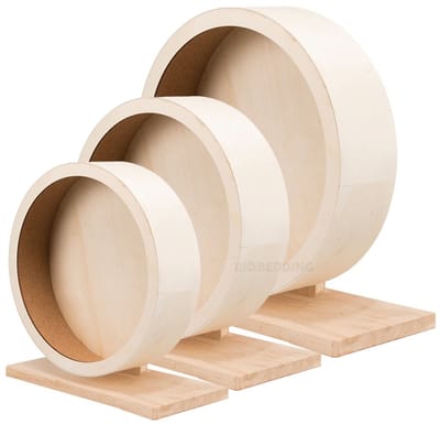 BioBedding – Loopwiel Ø 21 cm voor Knaagdieren – Stil Renrad met Gesloten Loopvlak – Ø 21 cm – Natuurlijk Hout – Vrijstaand & Stabiel – Geschikt voor Hamsters, Muizen en Vergelijkbare Knaagdieren