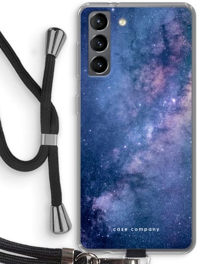 Hoesje met koord geschikt voor Samsung Galaxy S21 hoesje met Koord - Nebula - Telefoonhoesje met Zwart Koord - Bescherming aan alle Kanten en Over de Schermrand