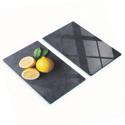 Decoratieve snijplanken van gehard glas met citroensteenmotief, 2x30x52 cm