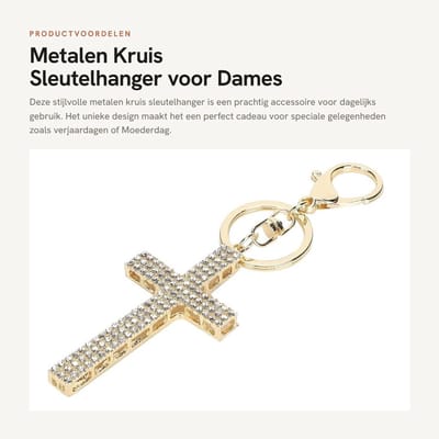 Dailygoods- Sleutelhanger Uniek Kruis Ontwerp - Zinklegering - Tasaccessoire - Autohanger - Feestdagen - 1 Stuk - Sleutelring