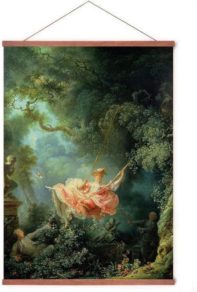 Poster In Posterhanger - De Schommel - Kader Hout - Jean-Honoré Fragonard - 70x50 cm - Kunst - Ophangsysteem