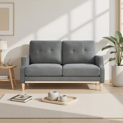 MIVRAY Zitbank 135 x 72 x 85 cm - Met USB Poort En Dikke Kussens - Voor Klein Appartement, Slaapkamer En Kantoor - Hout Stof Donkergrijs