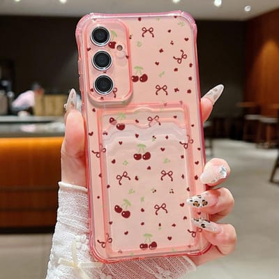 Kersenpatroon Kaarthouder Portemonnee Hoes Voor Samsung Galaxy S23 S24 FE S25 S22 Ultra A55 A35 A25 A15 A16 5G A56 A36 TPU Telefoonhoes For Samsung Galaxy S23